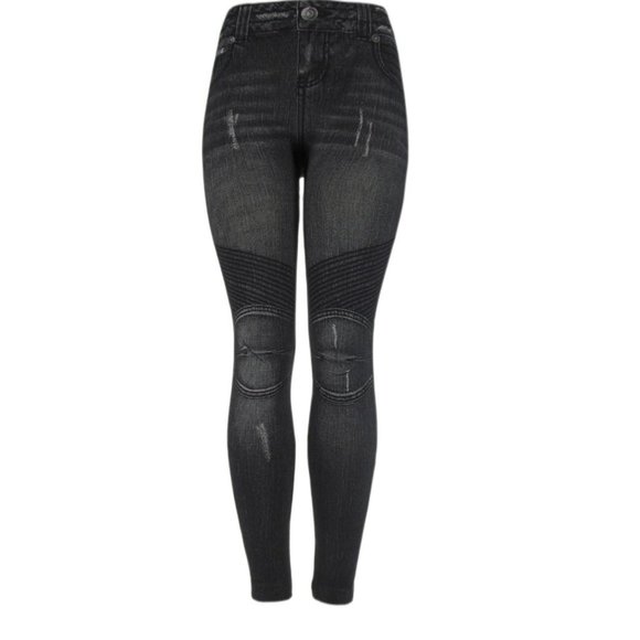 J.Ann Pants - Womens Denim-Like Printed Footless Long Leggings
